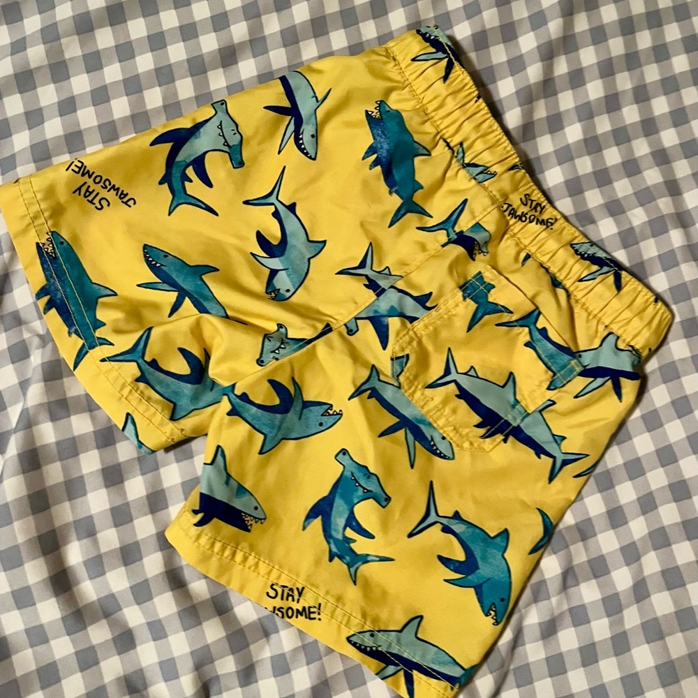 Old Navy Kids Swim Trunks - Vibrant Yellow with Blue Sharks Size 3T - Picture 3 of 5